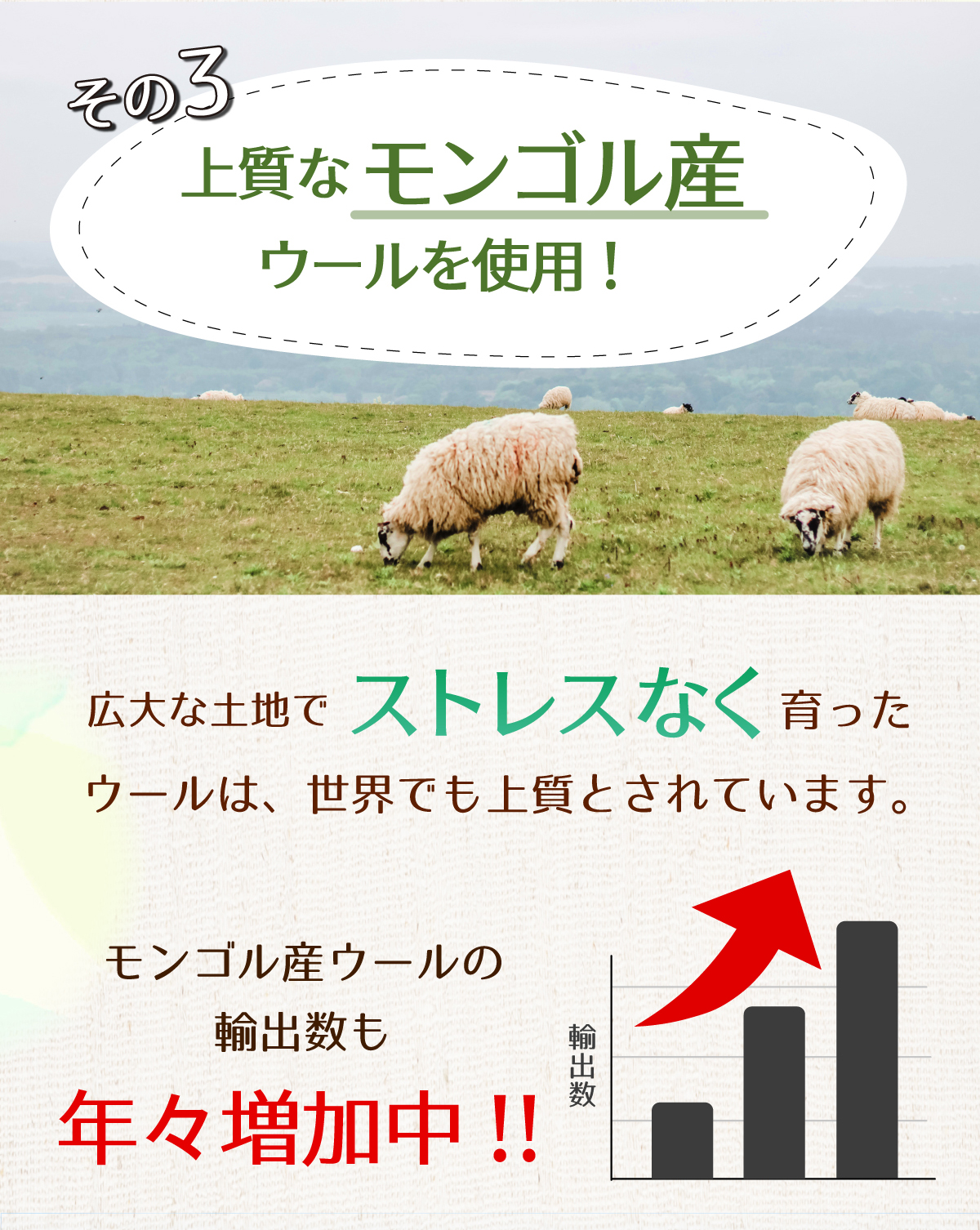 モンゴル産のウールを使用